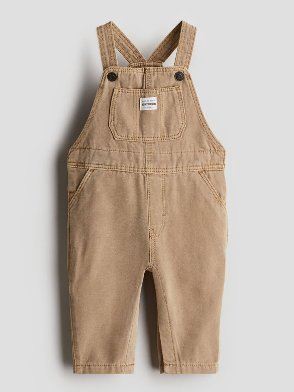 NWOT H&M Beige Cotton Canvas Overalls 12M | Neutral Baby Outfit